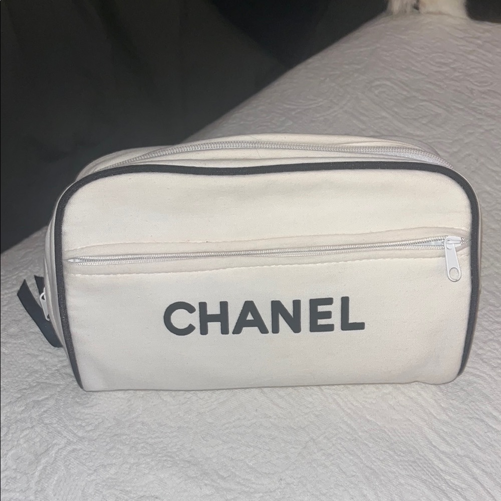 Chanel White Toiletry Bag with Minimalist Design